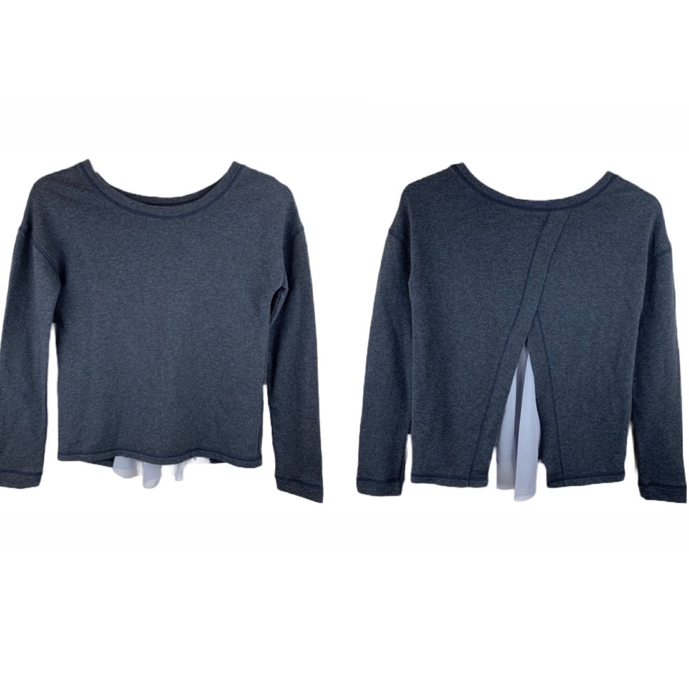 Aerie Gray Long Sleeve Open Back Lavender Sheer Sweatshirt Size XS
